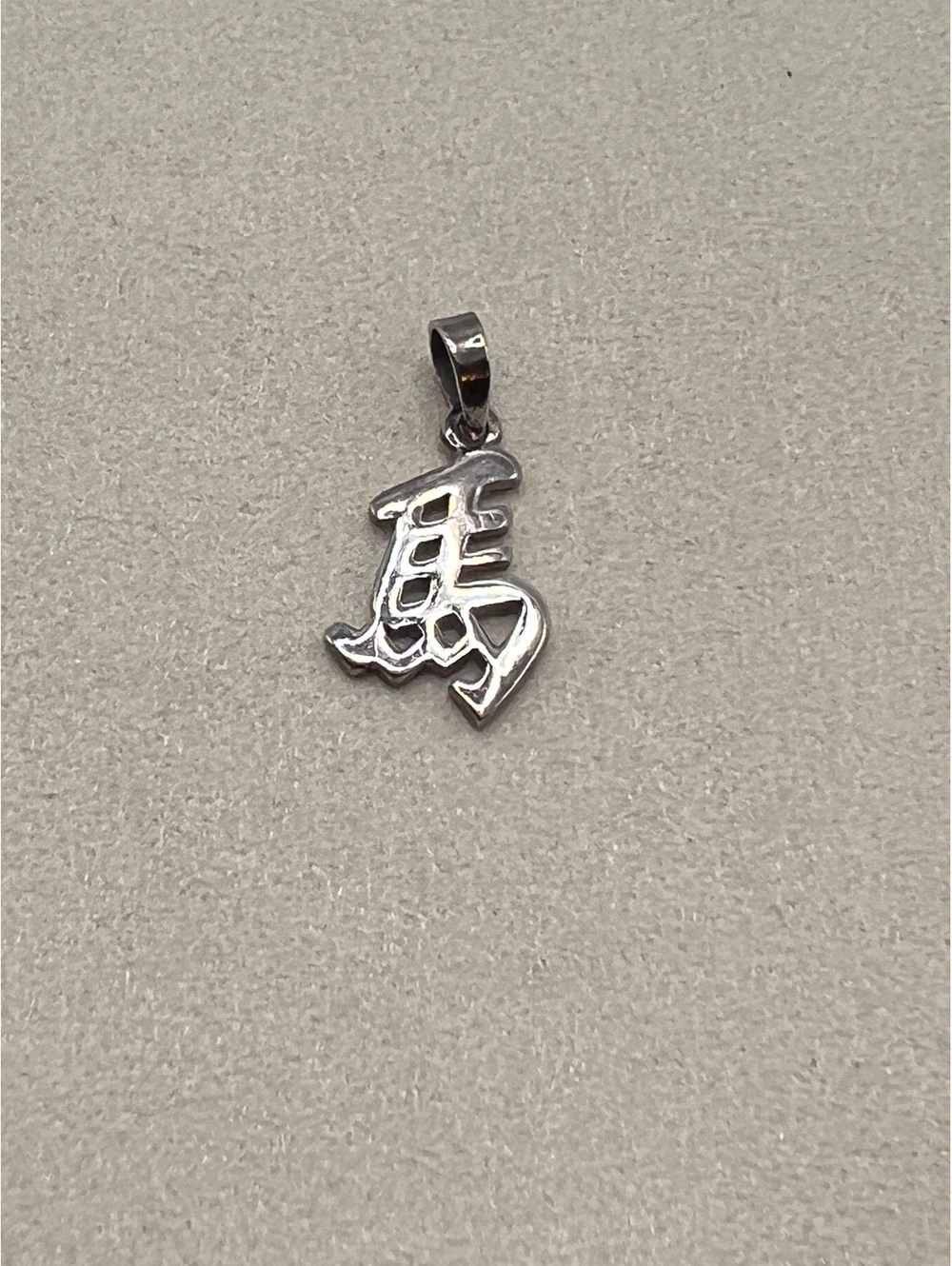 925 Sterling Silver Chinese Shou Longevity Symbol Pendant Charm